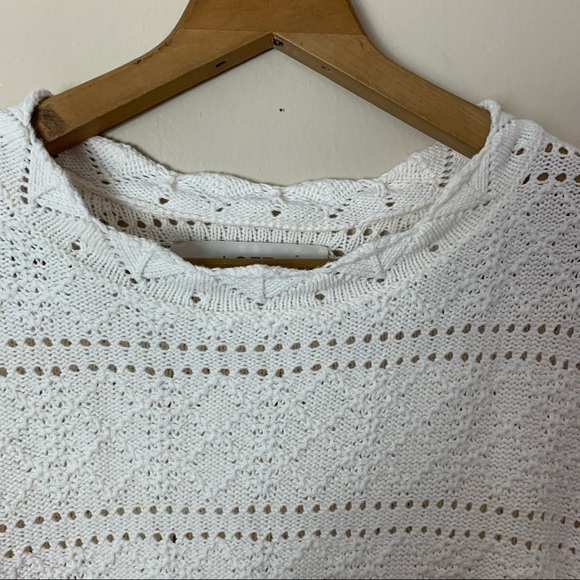 [Loft] White Cottage Core Cut Out Detail Long Sleeve Sweater - Picture 6 of 9